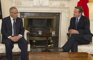 Prime Minister David Cameron meets with Libyan Prime Minister Ali Zeidan