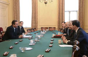 The Prime Minister meeting Welsh First Minister Carwyn Jones and other UK government ministers in Downing Street.