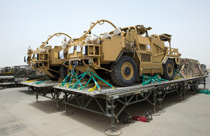 Jackal vehicles ready for transporting back to the UK [Picture: Corporal Jamie Peters, Crown copyright]