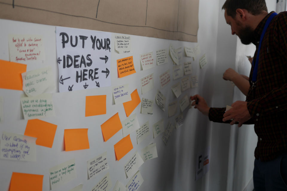 Put your ideas here, the unconference wall at Sprint Beta in Bristol, September 2014