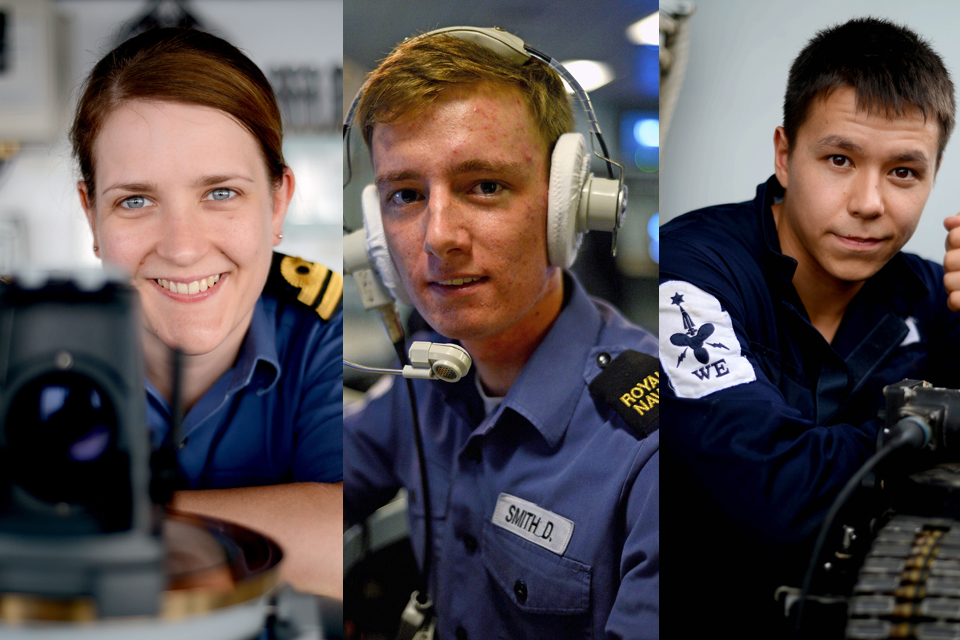 From left: Lieutenant Helen Oliphant, Able Seaman Daniel Smith and Engineering Technician Andrew Coyle