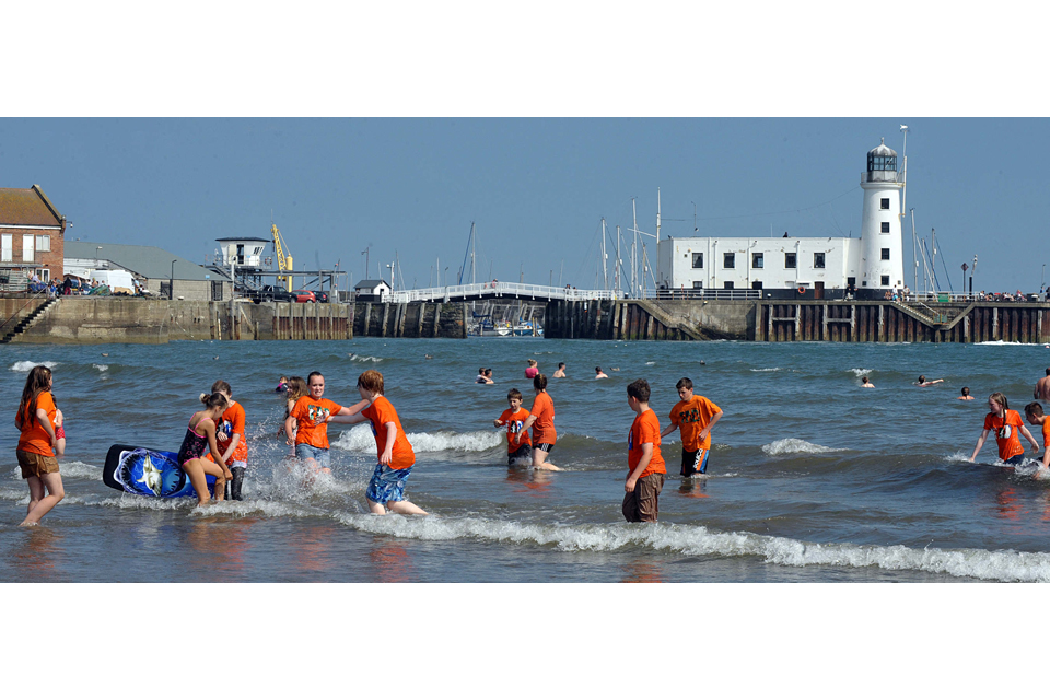 Children play at Scarborough Beach