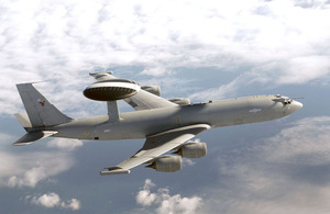 A Royal Air Force E-3D Sentry aircraft in flight (stock image)