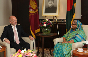Foreign Secretary William Hague meets Prime Minister of Bangladesh Sheikh Hasina