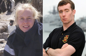 Student nurse Able Rate Ellie Walls (left) and Royal Marines Corporal Ian Ronald