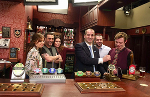 Northern Powerhouse Minister Jake Berry and cast from Coronation Street