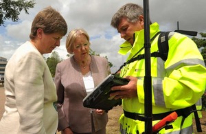 Baroness Hanham with an Ordnance Survey surveyor