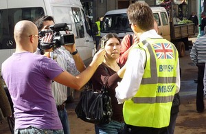 British Embassy staff speaking to media.