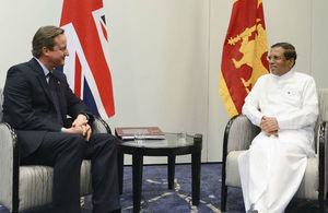 PM David Cameron meets with Sri Lankan President Sirisena