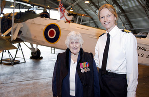 Wartime heroine Beth Hutchinson with Lieutenant Commander Polly Hatchard [Picture: Leading Airman (Photographer) Caroline Davies, Crown copyright]