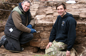 Historic Environment Advisor Phil Abramson and Captain Paul Johnstone-Armstrong on the site of the Roman building in Caerwent [Picture: Crown copyright]