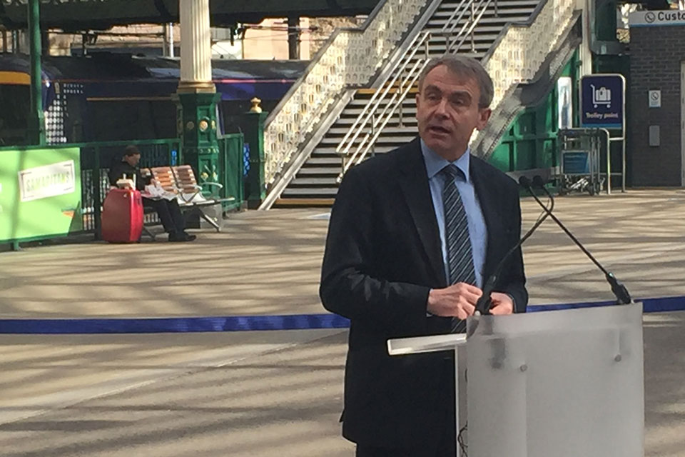 Robert Goodwill at Edinburgh Waverley railway station.