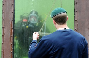 A British Army diver in a tank during a demonstration at Upavon airfield [Picture: Richard Watt, Crown copyright]