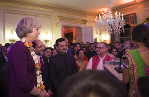 Prime Minister Theresa May and guests at the 10 Downing Street Diwali reception.