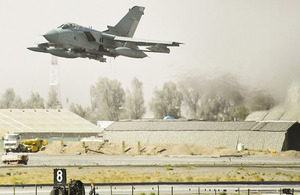 An RAF Tornado GR4 takes off from Kandahar Airfield in Afghanistan