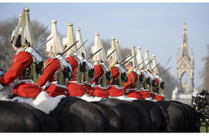 Soldiers from the Life Guards, Household Cavalry Mounted Regiment, during their annual inspection