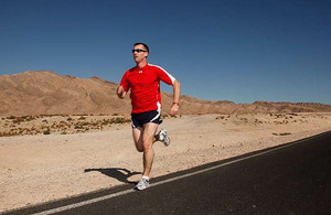 Colour Sergeant Damian Todd running through the Nevada desert
