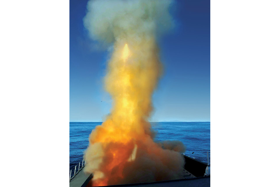 A missile is launched from a Type 45 destroyer