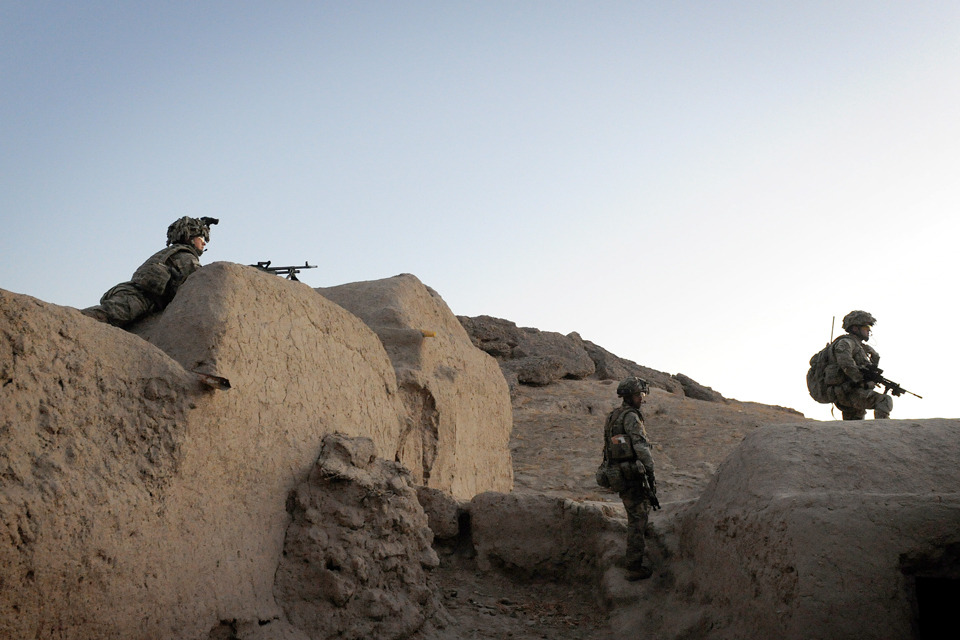 British and Afghan troops destroy insurgent explosives cache