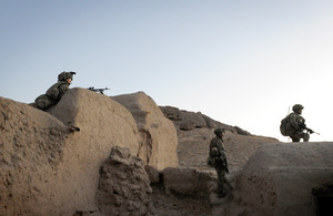 Soldiers from 4th Mechanized Brigade maintain overwatch during the operation [Picture: Corporal Mike O'Neill RLC, Crown copyright]