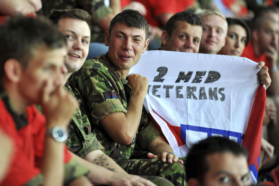 Some of the 1,000 servicemen and women who enjoyed the England's win over Mexico at Wembley 