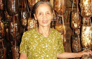 Bags of potential: Mushroom farmer Pham Thi Cau with her produce. Picture: DFID