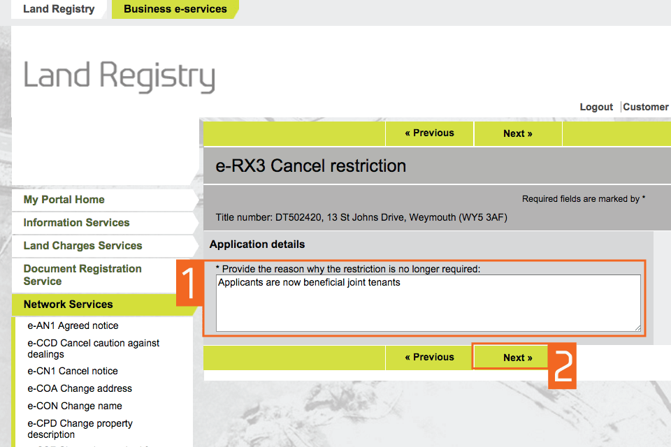Reason to cancel restriction