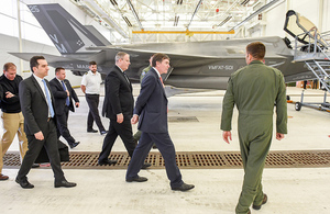 Deputy Defense Secretary Bob Work and United Kingdom Minister of State for Defense Procurement Philip Dunne tour the Marine Fighter Attack Training Squadron 501 on Apr. 14, 2016. (DoD photo by U.S. Army Sgt. 1st Class Clydell Kinchen)(Released)