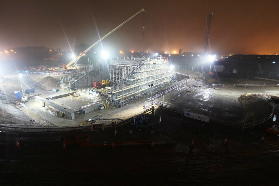 Bridge construction at night