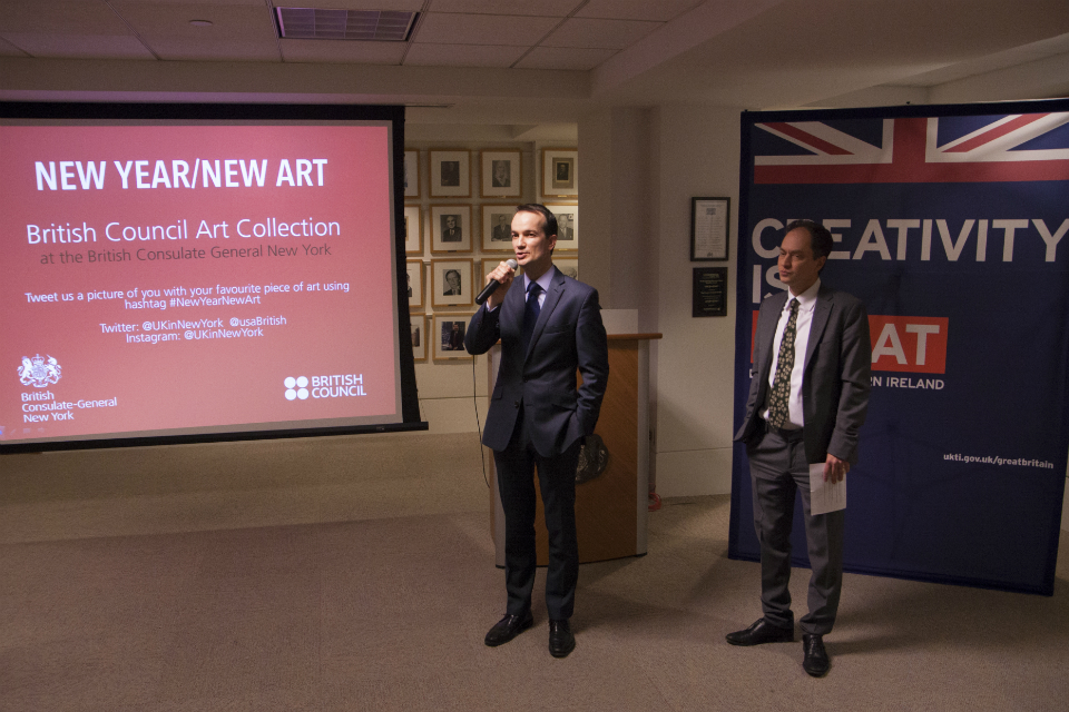 British Consul General Danny Lopez and British Council Director New York Emmanuel Kattan speaking to guests.