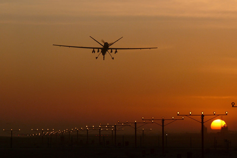 An RAF Reaper comes in to land (library image) 