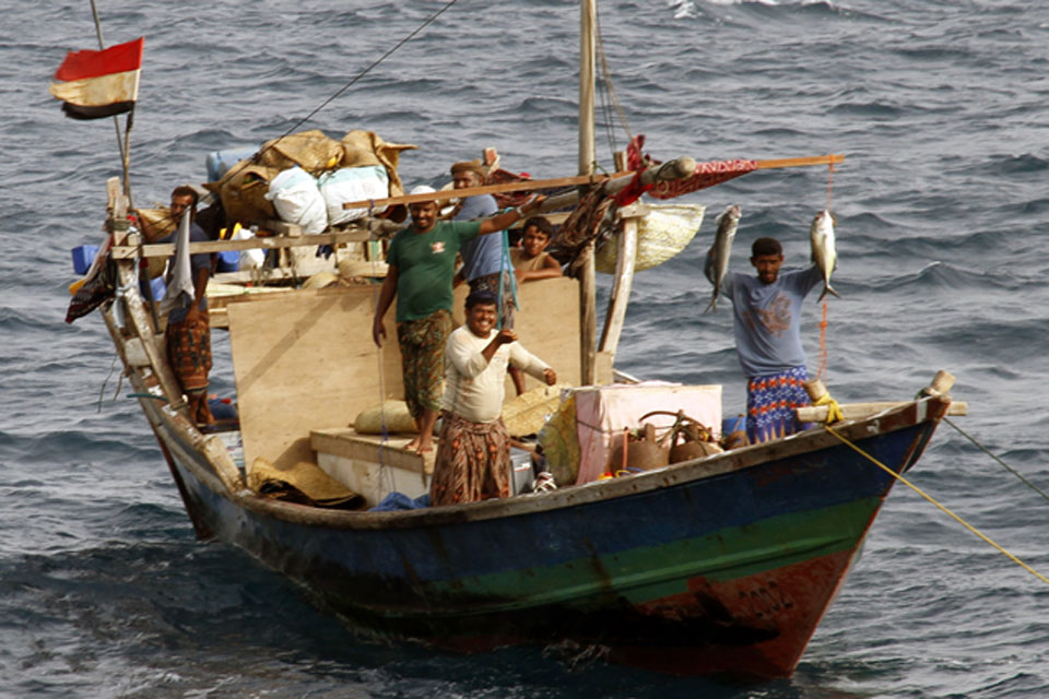 Yemeni fishermen at anchor on the sea mount