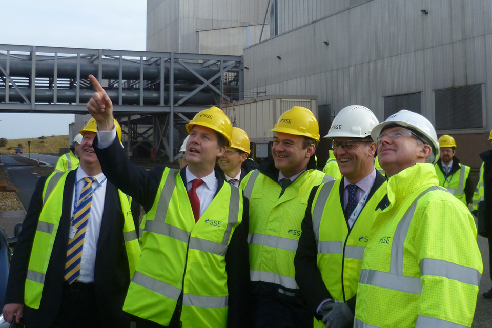 Deputy Prime Minister Nick Clegg outside Peterhead power station