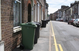 Street with wheelie bins