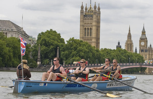 Rowers in boat on the Thames
