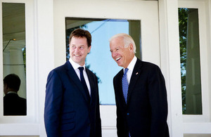 Deputy Prime Minister Nick Clegg and Vice President Joe Biden