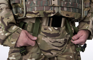 Frontal aspect of the new three-tier detachable pelvic body armour system