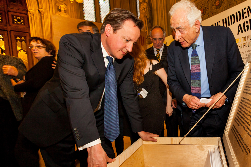 David Cameron at the trafficking exhibition