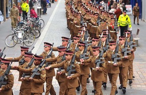 Soldiers of the 1st Battalion Scots Guards march through Inverness [Picture: Mark Owens, Crown copyright]