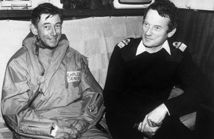 Major General Jeremy Moore and Admiral John 'Sandy' Woodward (right) onboard HMS Hermes at the time of the Falklands War (library image) [Picture: Crown copyright IWM (FKD 2608)]