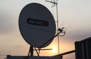 A BFBS satellite dish at Camp Bastion in southern Afghanistan (stock image) [Picture: Copyright Services Sound and Vision Corporation]