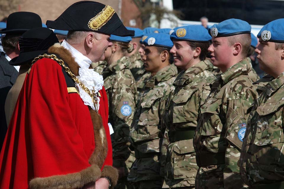 Wrexham's Lord Mayor inspects soldiers