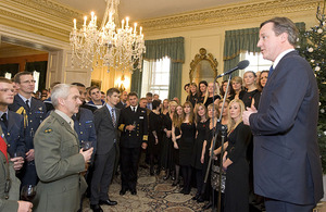 David Cameron addresses members of Her Majesty's Armed Forces