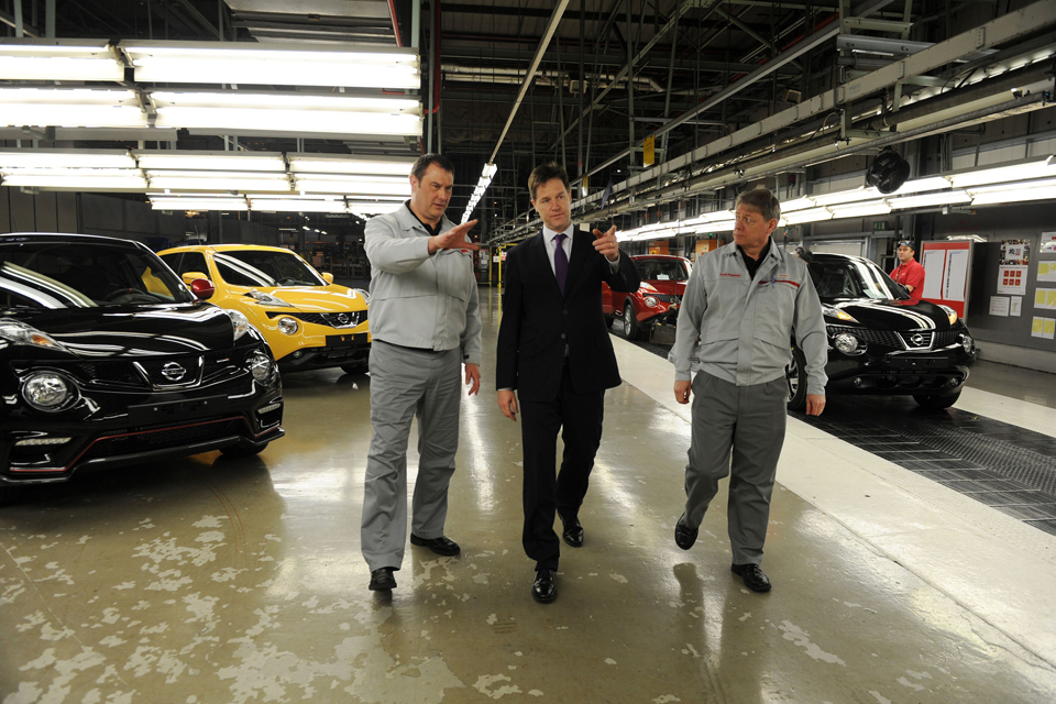 Nick Clegg at the Nissan plant in Sunderland during the City Deal announcement.