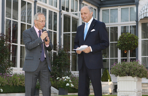 British Ambassador Sir Peter Ricketts and French minister for Foreign Affairs Laurent Fabius