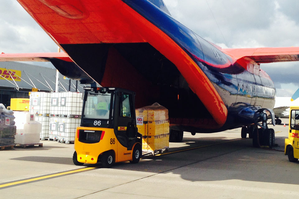 A further delivery of UK aid for people caught up in the violence in Iraq has left East Midlands Airport this afternoon aboard an Antonov AN-12. Picture: Jessica Seldon/DFID