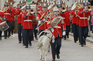 Shenkin the regimental goat and Goat Major Sergeant David Joseph