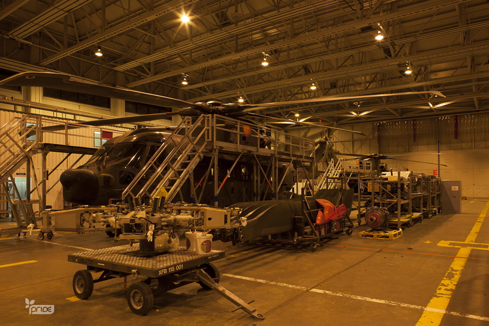 Existing lighting in a hangar at RAF Benson