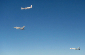 Royal Air Force Typhoons have intercepted Russian military aircraft in international airspace near Estonia. Crown Copyright.