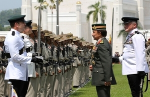 His Majesty the Sultan inspecting the Brigade of Gurkhas contingent
